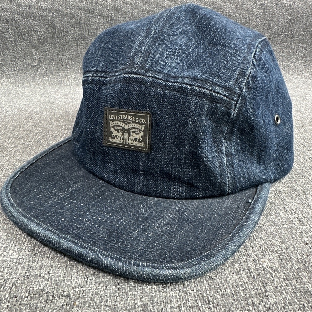 Levi's Denim 5 Panel Camp Cap Hat Blue Adjustable Strapback Y2K